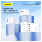 Φορτιστής Ταξιδίου Ταχείας Φόρτισης Foneng GaN40-EU με Τετραπλή Έξοδο USB A & 3xUSB C GaN 100W 5A Λευκό | Shopin.gr