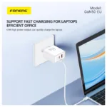 Φορτιστής Ταξιδίου Ταχείας Φόρτισης Foneng GaN50 με Τριπλή Έξοδο USB A & 2xUSB C GaN 65W 3A Λευκό | Shopin.gr