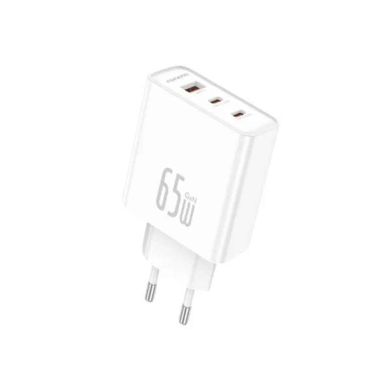 Φορτιστής Ταξιδίου Ταχείας Φόρτισης Foneng GaN50 με Τριπλή Έξοδο USB A & 2xUSB C GaN 65W 3A Λευκό | Shopin.gr