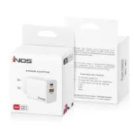 Φορτιστής Ταξιδίου Ταχείας Φόρτισης inos με Διπλή Έξοδο USB A & USB C PD QC 3.0 20W Λευκό | Shopin.gr