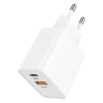 Φορτιστής Ταξιδίου Ταχείας Φόρτισης inos με Διπλή Έξοδο USB A & USB C PD QC 3.0 20W Λευκό | Shopin.gr