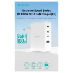 Φορτιστής Ταξιδίου Ταχείας Φόρτισης Devia RCE-10001 με Τετραπλή Έξοδο 3xUSB C & USB A GaN PD 100W Extreme Λευκό | Shopin.gr