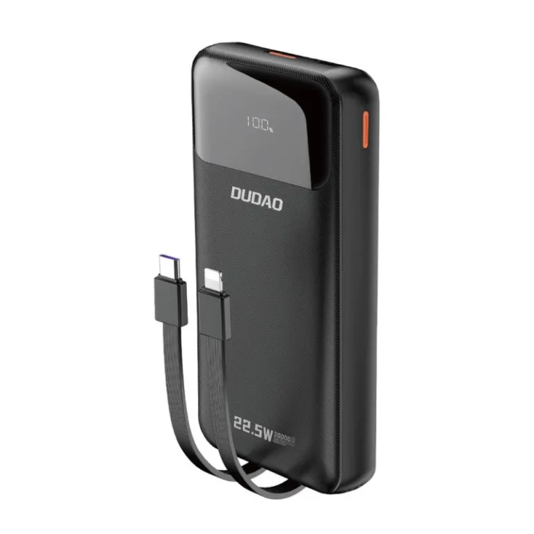 Φορτιστής Ανάγκης Dudao K15Pro PD 22.5W 20000mAh με Καλώδια USB C & Lightning Μαύρο | Shopin.gr