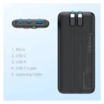 Φορτιστής Ανάγκης Choetech B654 PD 22.5W 10000mAh με Καλώδια USB C & Lightning Μαύρο | Shopin.gr