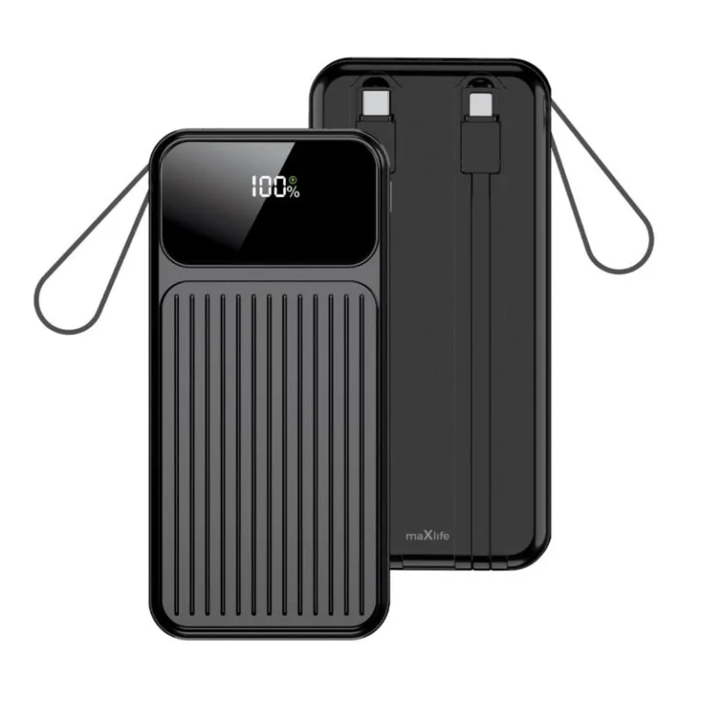 Φορτιστής Ανάγκης Maxlife MXPB-06 PD 22.5W 10000 mAh με Καλώδια USB C & Lightning Μαύρο | Shopin.gr