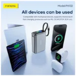 Φορτιστής Ανάγκης Foneng PX132 65W 20000mAh με 3 Θύρες & Έγχρωμη Οθόνη Ασημί | Shopin.gr