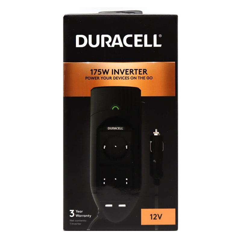 Inverter Αυτοκινήτου Duracell 12V σε 220V & 2 Θύρες USB 2.4A 175W | Shopin.gr