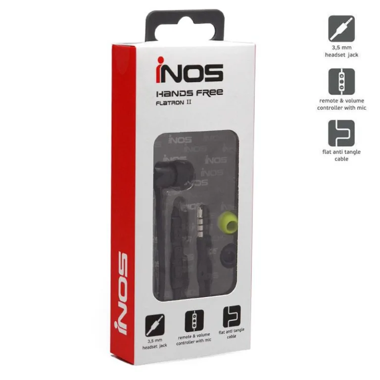 Hands Free Mono inos 3.5mm Flatron II με Μικρά Ακουστικά Μαύρο | Shopin.gr