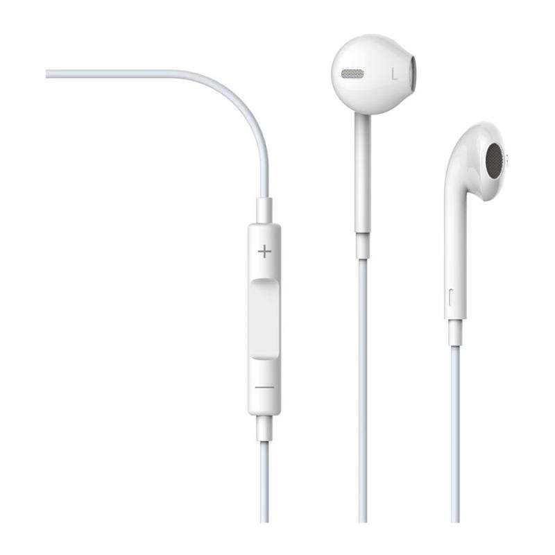 Hands Free Stereo Devia EM022 Earpods 3.5mm με Χειριστήριο & Μικρόφωνο Λευκό | Shopin.gr