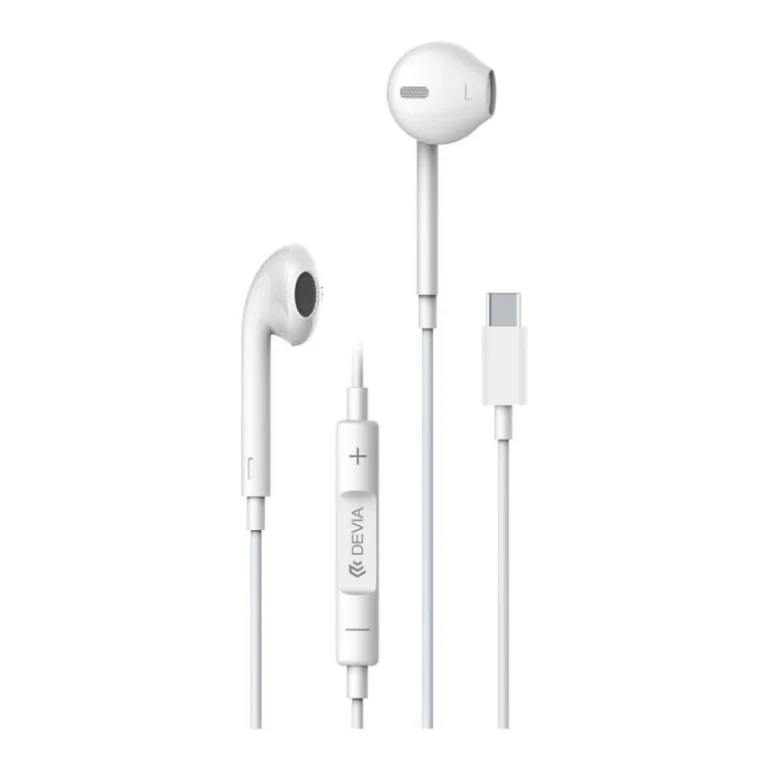 Hands Free Stereo Devia EM048 Earpods USB C με Χειριστήριο & Μικρόφωνο Smart Λευκό | Shopin.gr