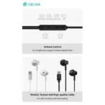 Hands Free Stereo Devia EM113 M2 Metal USB C Smart Μαύρο | Shopin.gr