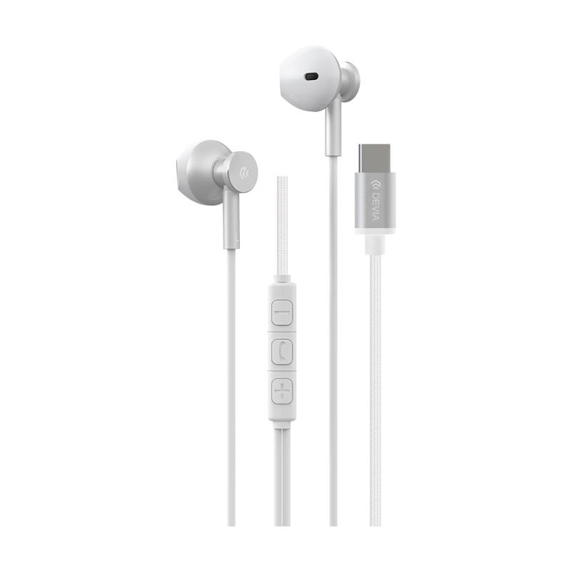Hands Free Stereo Devia EM113 M2 Metal USB C Smart Ασημί | Shopin.gr
