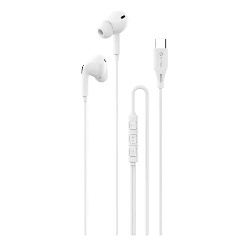 Hands Free Stereo Devia EM107 A2 USB C Kintone Λευκό | Shopin.gr