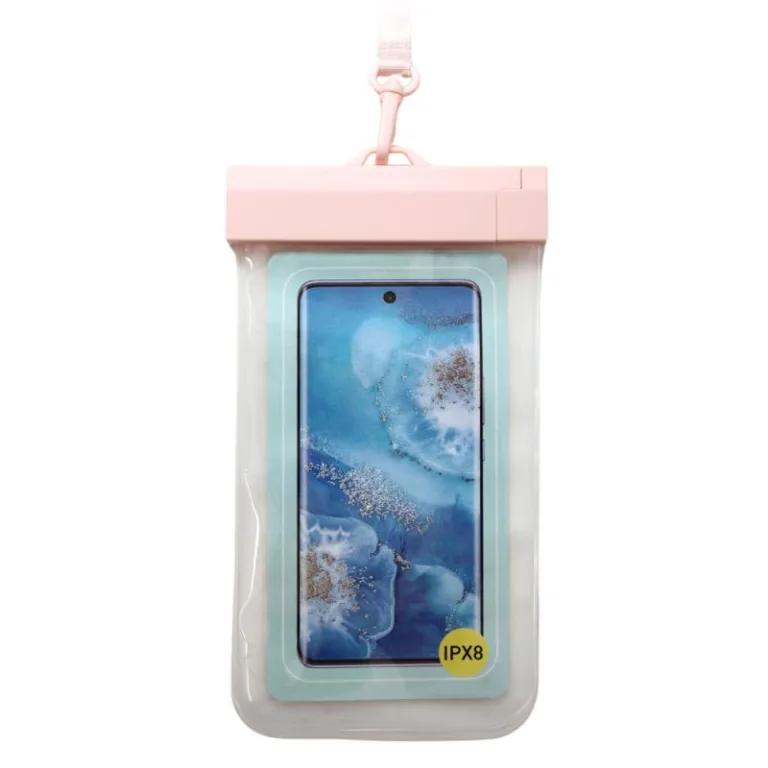 Waterproof Θήκη inos για Smartphones έως 6.9" Διάφανο-Ροζ | Shopin.gr