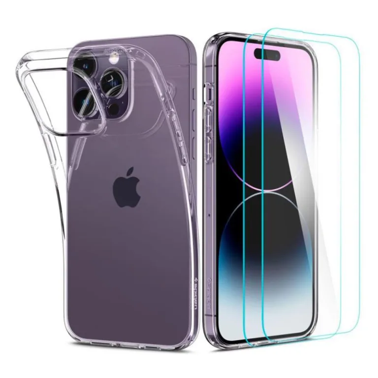 Θήκη TPU Spigen Liquid Crystal (1 τεμ.) & Tempered Glass TR Slim (2 τεμ.) Apple iPhone 14 Pro Crystal Pack Διάφανο | Shopin.gr