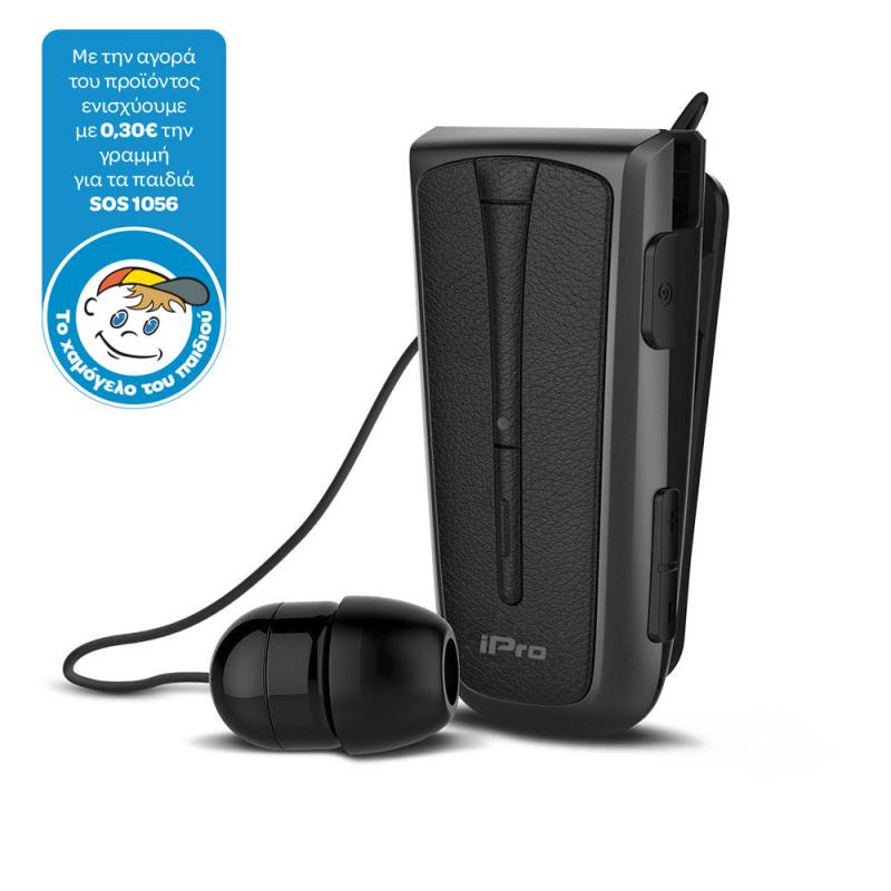 Στερεοφωνικό Ακουστικό Bluetooth iPro RH219s Retractable με Δόνηση Μαύρο-Γκρι | Shopin.gr