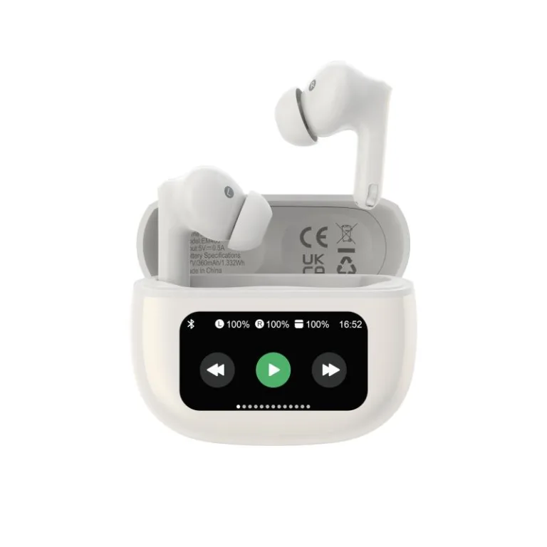 True Wireless Ακουστικά Bluetooth Devia EM405 ANC Pro3 με Οθόνη Λευκό | Shopin.gr