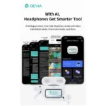 True Wireless Ακουστικά Bluetooth Devia EM417 ANC Pro4 με Μεταφραστή AI & Οθόνη Λευκό | Shopin.gr