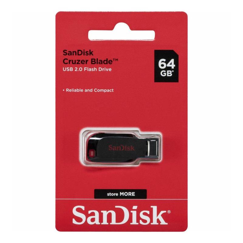 USB Flash Disk SanDisk Cruzer Blade SDCZ50 USB A 64GB Μαύρο | Shopin.gr