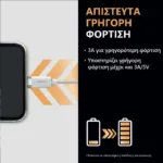 Καλώδιο Σύνδεσης USB 2.0 Duracell Braided Kevlar USB A σε MFI Lightning 12W 1m Λευκό | Shopin.gr