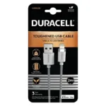 Καλώδιο Σύνδεσης USB 2.0 Duracell Braided Kevlar USB A σε MFI Lightning 15W 2m Λευκό | Shopin.gr