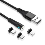 Καλώδιο Σύνδεσης USB 2.0 Maxlife MXUC-02 Magnetic Braided USB A σε Lightning & USB C & Micro USB 10W 1m Μαύρο | Shopin.gr