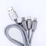 Καλώδιο Σύνδεσης USB 2.0 Maxlife Braided 3 σε 1 USB A σε Micro USB & USB C & Lightning 10W 1m Γκρι | Shopin.gr