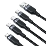 Καλώδιο Σύνδεσης USB 2.0 4 σε 1 Joyroom Braided S-1T4018A18 USB A σε micro USB & USB C & 2xLightning 17.5W 1.2m Μαύρο | Shopin.gr