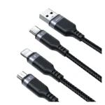 Καλώδιο Σύνδεσης USB 2.0 3 σε 1 Joyroom Braided S-1T3018A18 USB A σε micro USB & USB C & Lightning 10W 0.30m Μαύρο | Shopin.gr