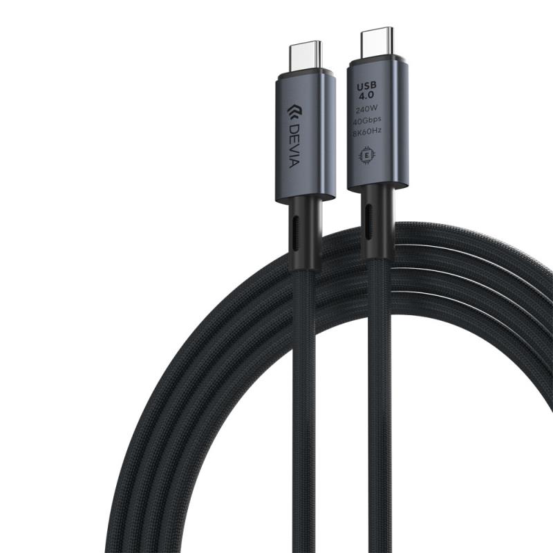 Καλώδιο Σύνδεσης USB 4.0 Devia EC641 Braided USB C σε USB C 240W 1m Extreme Μαύρο | Shopin.gr
