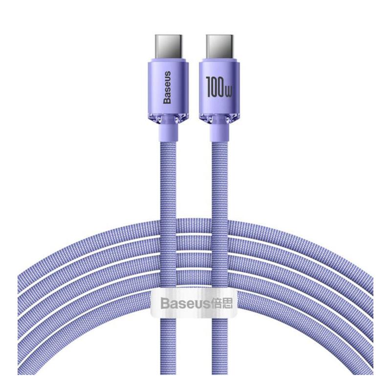 Καλώδιο Σύνδεσης USB 2.0 Baseus Crystal Shine USB C σε USB C PD 100W 5A 1.2m Μωβ | Shopin.gr