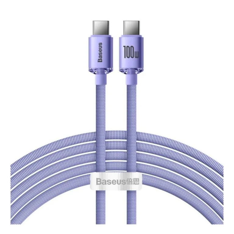 Καλώδιο Σύνδεσης USB 2.0 Baseus Crystal Shine USB C σε USB C PD 100W 5A 1.2m Μωβ | Shopin.gr