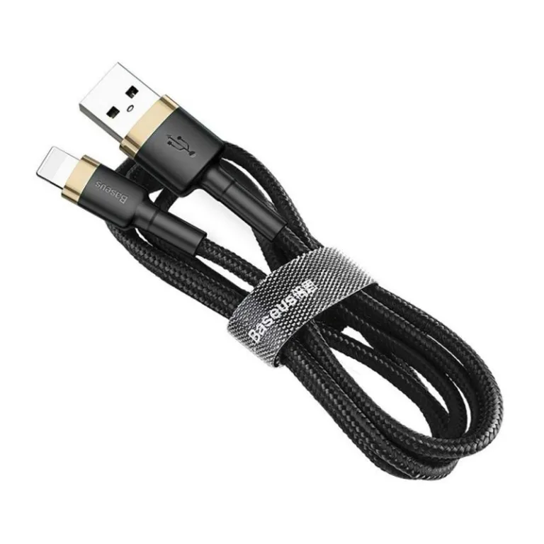 Καλώδιο Σύνδεσης USB 2.0 Baseus Cafule USB A σε Lightning 12W 2.4A 1m Μαύρο-Χρυσό | Shopin.gr