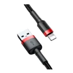 Καλώδιο Σύνδεσης USB 2.0 Baseus Cafule USB A σε Lightning 12W 2.4A 1m Μαύρο-Κόκκινο | Shopin.gr