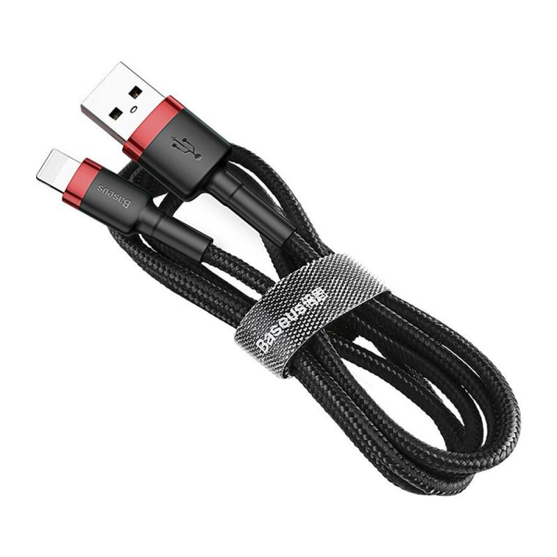 Καλώδιο Σύνδεσης USB 2.0 Baseus Cafule USB A σε Lightning 12W 2.4A 1m Μαύρο-Κόκκινο | Shopin.gr