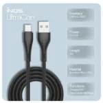 Καλώδιο Σύνδεσης USB 2.0 inos UltraCon USB A σε USB C 12W 2m Μαύρο | Shopin.gr