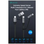 Καλώδιο Σύνδεσης USB 2.0 4 σε 1 Braided Devia EC504 USB C σε USB A & USB C & Lightning PD 60W & 27W 1.5m Extreme Μαύρο | Shopin.gr