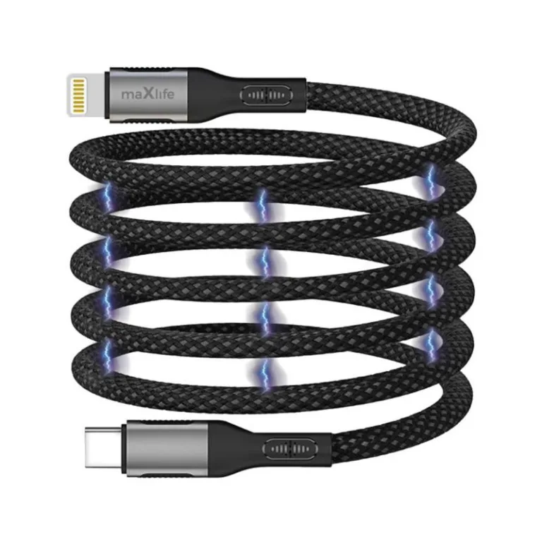 Καλώδιο Σύνδεσης USB 2.0 Maxlife MXUC-11 Magnetic Nylon USB C σε Lightning 27W 1m Μαύρο | Shopin.gr