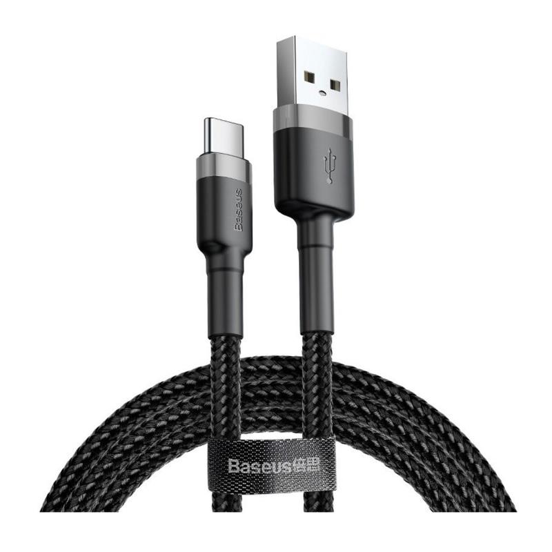 Καλώδιο Σύνδεσης USB 2.0 Baseus Cafule USB A σε USB C 10W 2A 2m Μαύρο-Γκρι | Shopin.gr