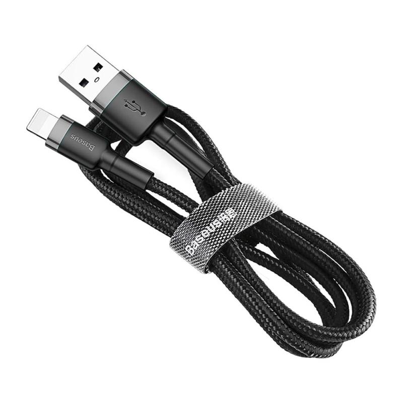 Καλώδιο Σύνδεσης USB 2.0 Baseus Cafule USB A σε Lightning 12W 2.4A 1m Μαύρο-Γκρι | Shopin.gr