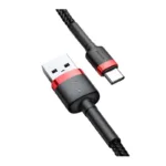 Καλώδιο Σύνδεσης USB 2.0 Baseus Cafule USB A σε USB C 15W 3A 1m Μαύρο-Κόκκινο | Shopin.gr