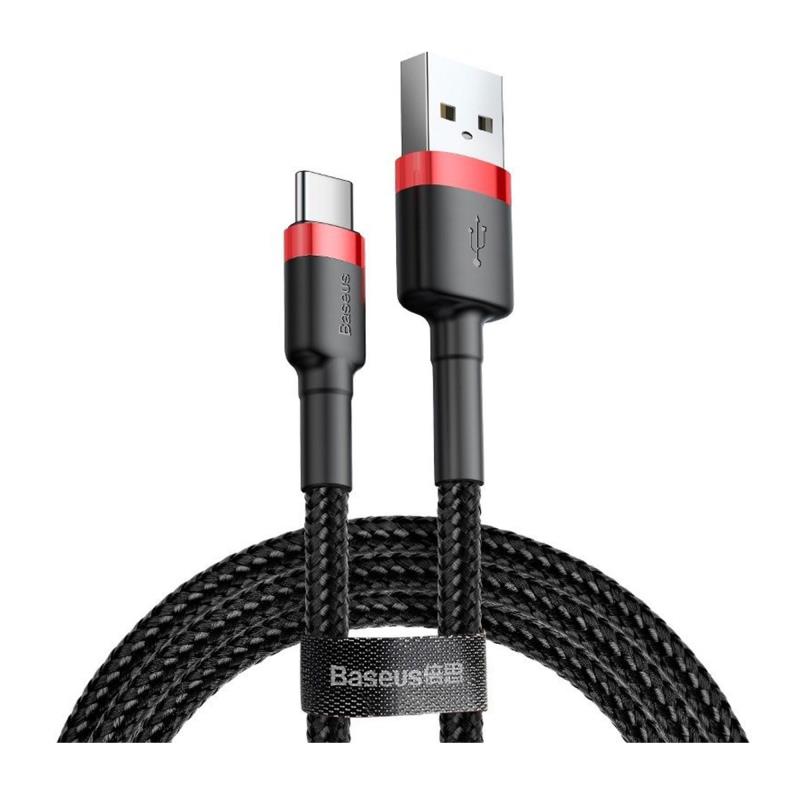 Καλώδιο Σύνδεσης USB 2.0 Baseus Cafule USB A σε USB C 15W 3A 1m Μαύρο-Κόκκινο | Shopin.gr