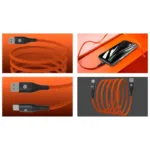 Καλώδιο Σύνδεσης USB 2.0 Hammer Magnetic Braided USB A σε USB C 65W 1m Πορτοκαλί | Shopin.gr