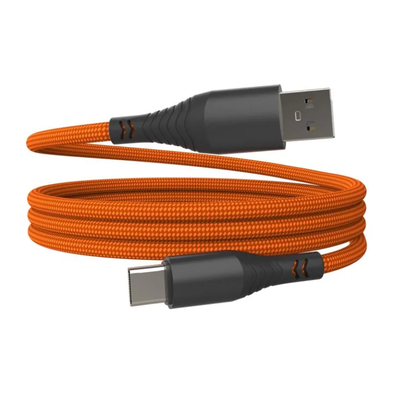 Καλώδιο Σύνδεσης USB 2.0 Hammer Magnetic Braided USB A σε USB C 65W 1m Πορτοκαλί | Shopin.gr