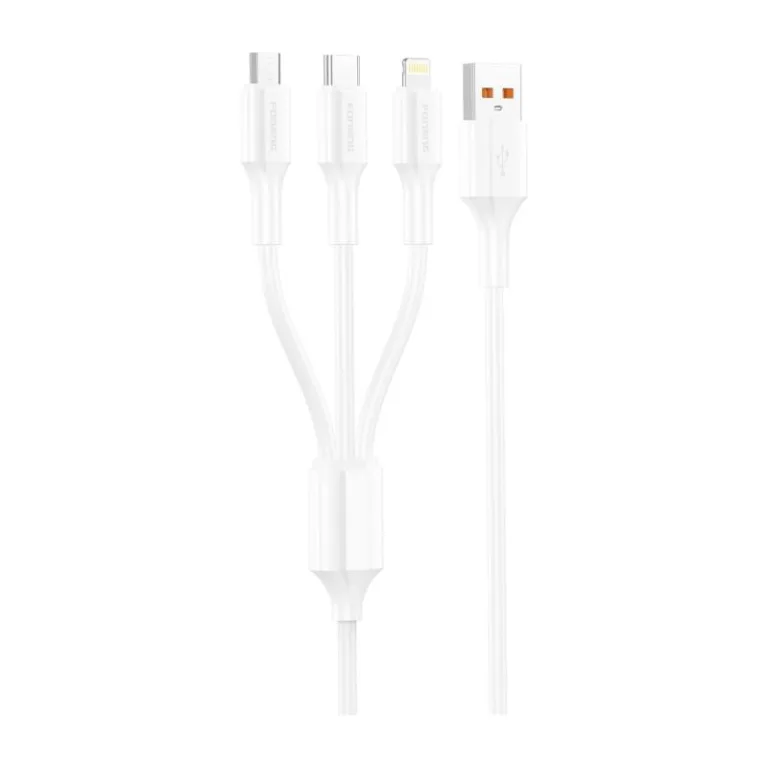 Καλώδιο Σύνδεσης USB 2.0 Foneng XS01 3in1 USB A σε Micro USB & USB C & Lightning 3A 15W 1.2m Λευκό | Shopin.gr
