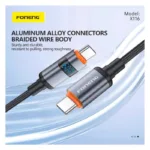 Καλώδιο Σύνδεσης USB 2.0 Foneng X116 Power Display Aluminum Alloy Braided USB C σε USB C 60W 1.2m Μαύρο | Shopin.gr