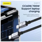 Καλώδιο Σύνδεσης USB 2.0 Foneng X119 Zinc Alloy Head Braided USB C σε USB C 100W 1m Μαύρο | Shopin.gr