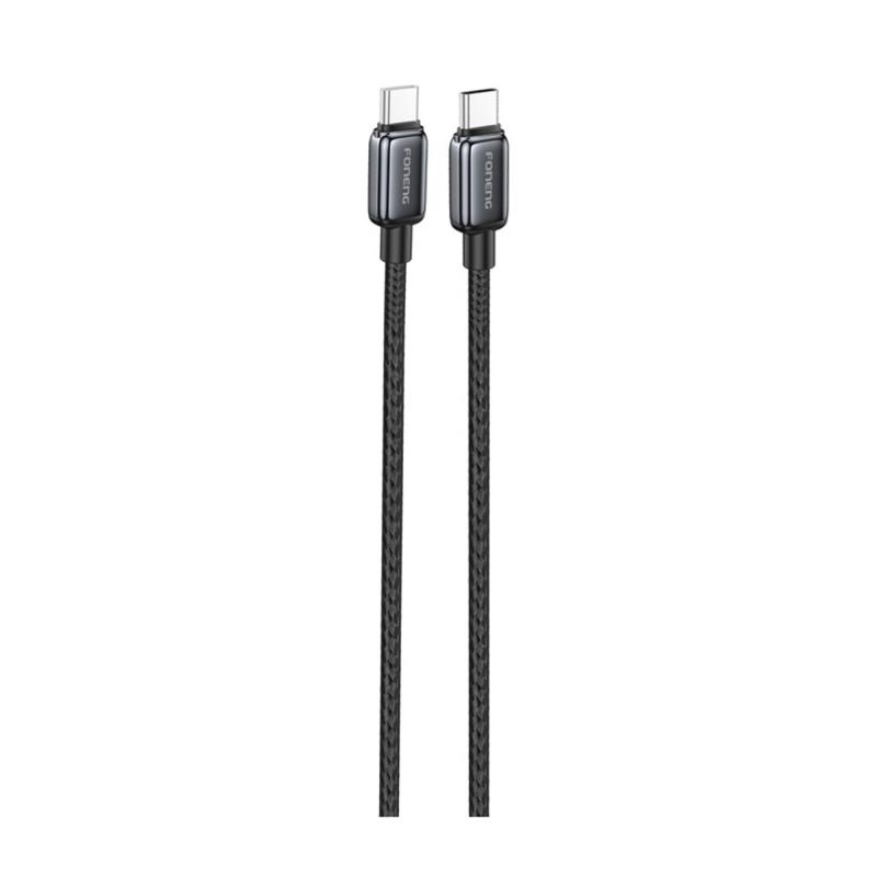 Καλώδιο Σύνδεσης USB 2.0 Foneng X119 Zinc Alloy Head Braided USB C σε USB C 100W 1m Μαύρο | Shopin.gr