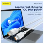 Καλώδιο Σύνδεσης USB 2.0 Foneng XS11 Braided USB C σε USB C 60W 1m Λευκό | Shopin.gr