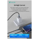 Καλώδιο Σύνδεσης USB 2.0 2 σε 1 Braided Devia EC648 USB C σε USB C & Lightning PD 60W & 12W 1.2m Extreme Μαύρο | Shopin.gr